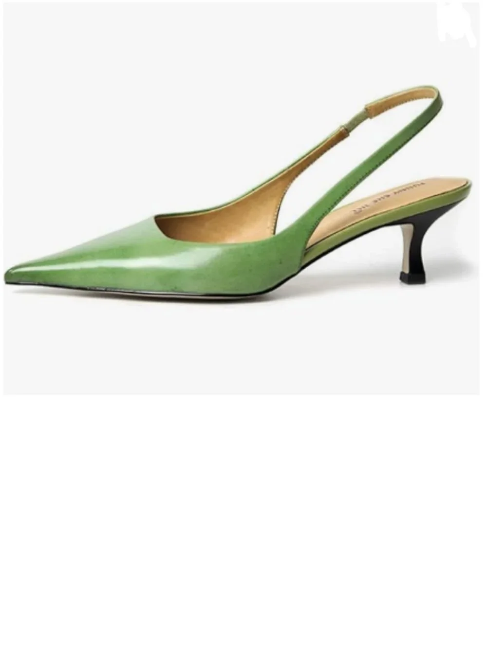 FSJ Green Kitten Heel Slingback Pointy Toe Sexy Pumps Comfortable Dress Shoes